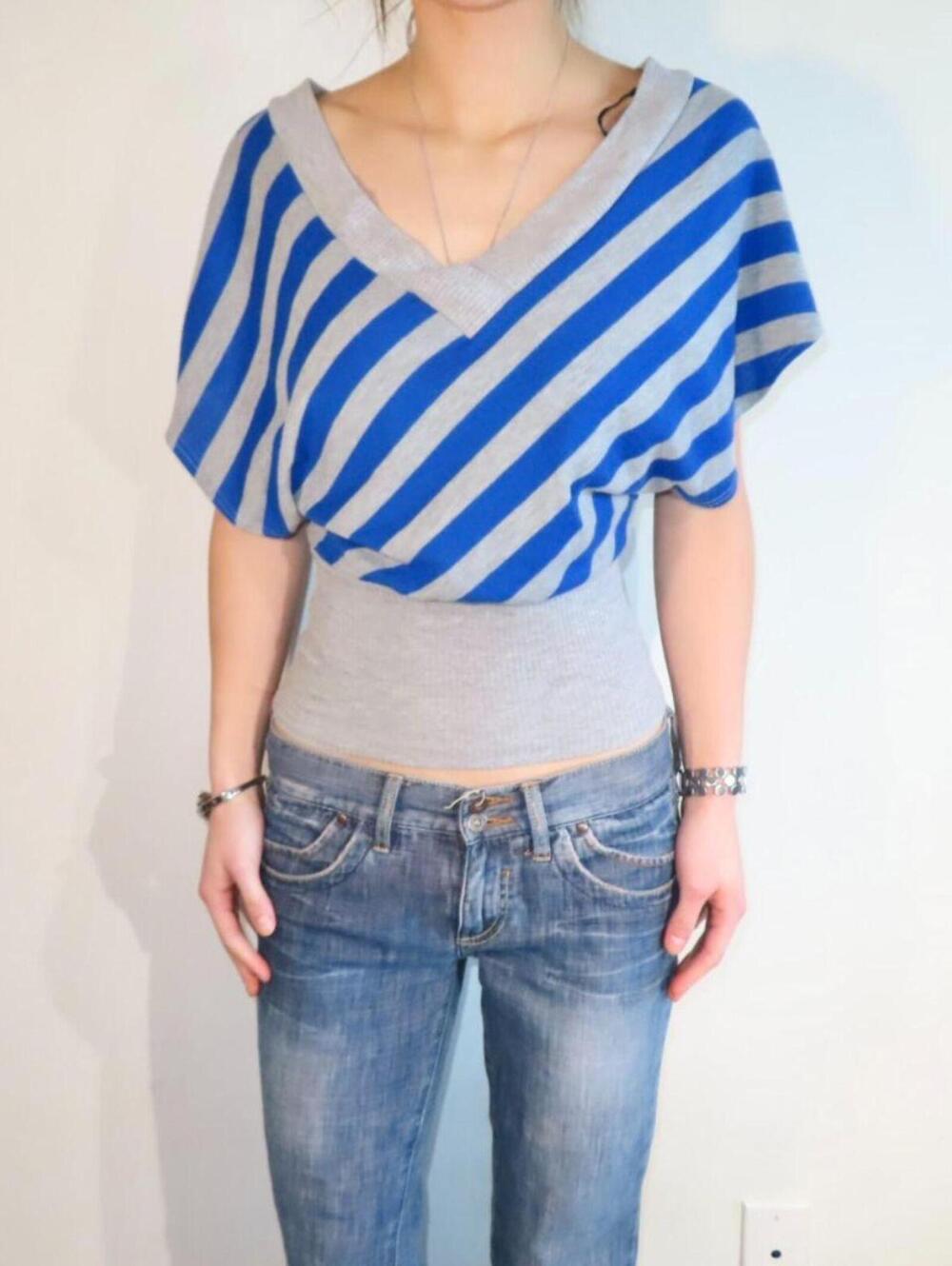 Women's Blue and White Cardigan